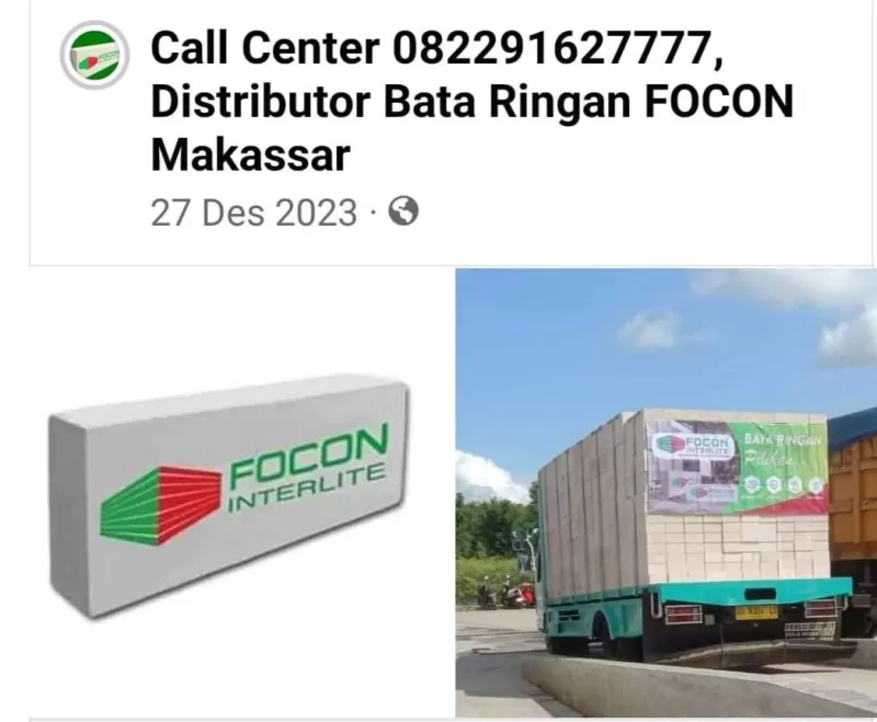 Bata Ringan Focon Per Kubik